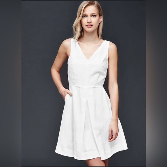 NWT GAP|| Linen Fit And Flare Mini Dress, Size 4, With Pockets - Picture 1 of 7